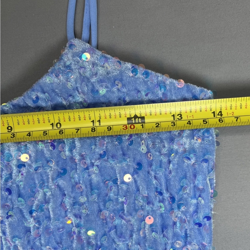 Lucy In The Sky Iridescent Sequin Bodycon Dress Baby Blue Home Coming Dress Sz M - Picture 12 of 14